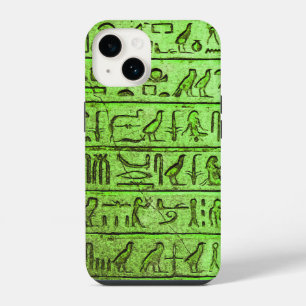 Coque Pour iPhone 14 Hiéroglyphes égyptiens anciens verts iPhone 14 Coq