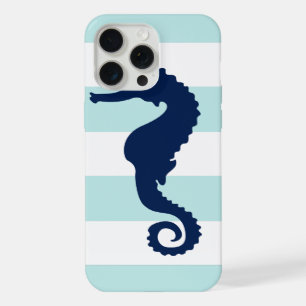 Hippocampe Bleu sur Rayures de Menthe