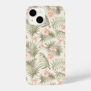 Coque Pour iPhone 14 Hisbiscus Tropical Palm Tree Motif