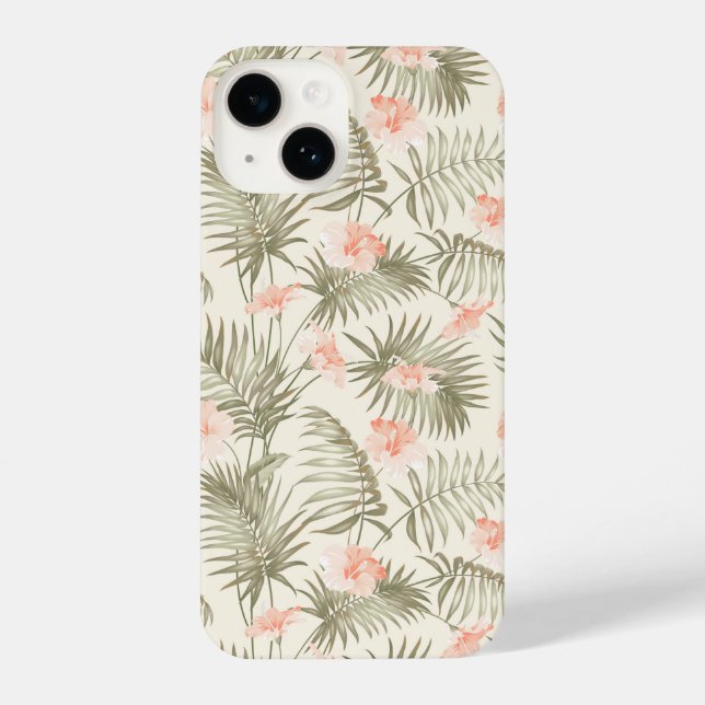 Coque iPhone Hisbiscus Tropical Palm Tree Motif (Verso)