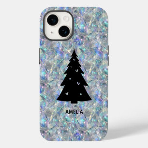 Coque Pour iPhone 14 Holographique Opal Pierre Arrière - plan Fêtes Nom