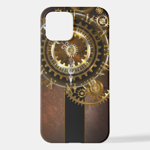 Coque iPhone 12 Horloge Steampunk avec des engrenages anciens