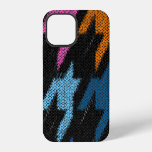Coque iPhone 12 Houndstooth : imitation de toile brute.