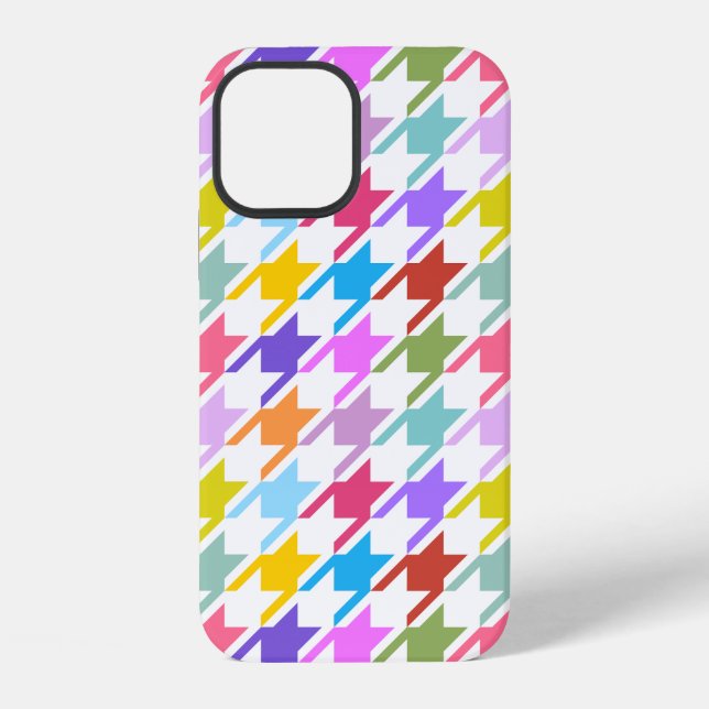 Coque iPhone Houndstooth Multicolor+White Big Motif (Verso)