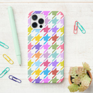 Coque iPhone 12 Pro Houndstooth Multicolor+White Big Motif