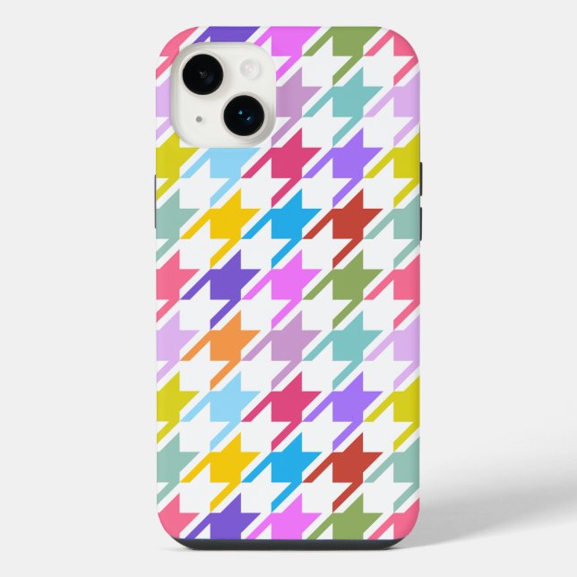 Coque iPhone Houndstooth Multicolor+White Big Motif (Verso)