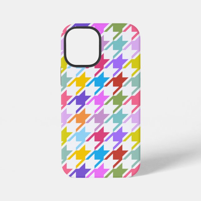 Coque iPhone Houndstooth Multicolor+White Big Motif (Verso)