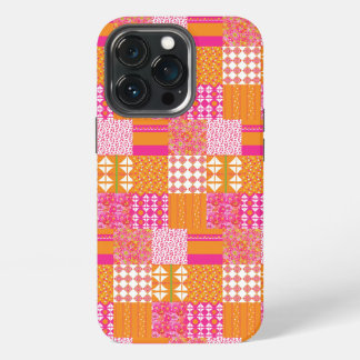Etui iPhone 13 Pro Housse de téléphone à patchwork floral rose et ora