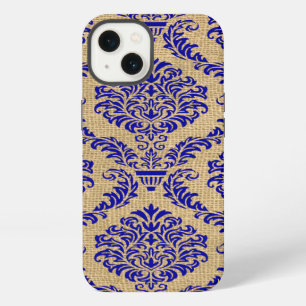 Etui iPhone 13 Humeurs Parisiennes Bleues Damassé