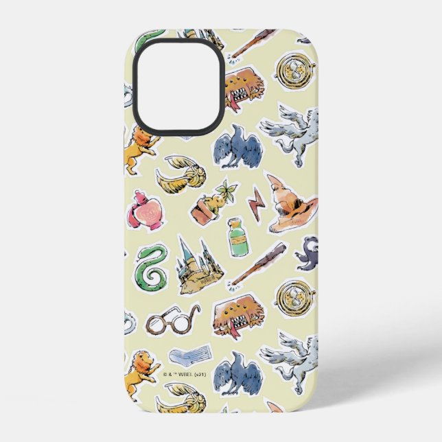 Coque iPhone Icônes Harry Potter à l'aquarelle (Verso)