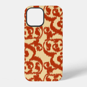 Coque iPhone 12 Ikat damas mauresque - orange mandarine