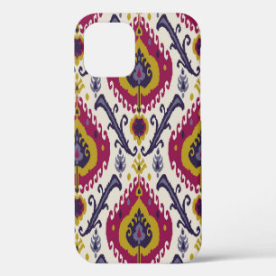 Coque iPhone 12 Ikat sans couture motif arrière - plan Patte tradi