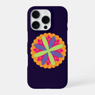 Coque iPhone 16 Pro Illustration de formes florales orange