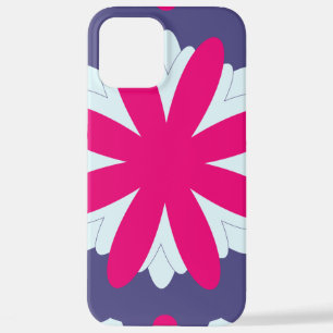 Coque iPhone 12 Pro Max Illustration de formes florales violettes et roses