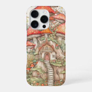 Coque iPhone 16 Pro Illustration de résidence de champignons artistiqu