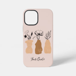 Coque iPhone 12 Mini Illustration des femmes Boho Abstraites, Tons Terr
