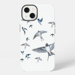 Etui iPhone 13 Illustration d'un vol d'hirondelles