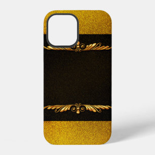 Coque iPhone 12 Image de fond cadre doré floral