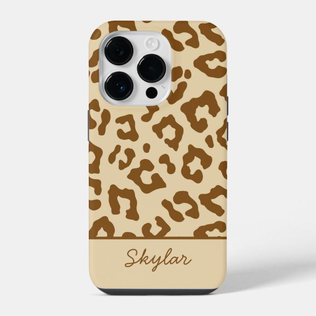 Coque iPhone Impression d'animal de léopard guépard Nom cursif  (Verso)