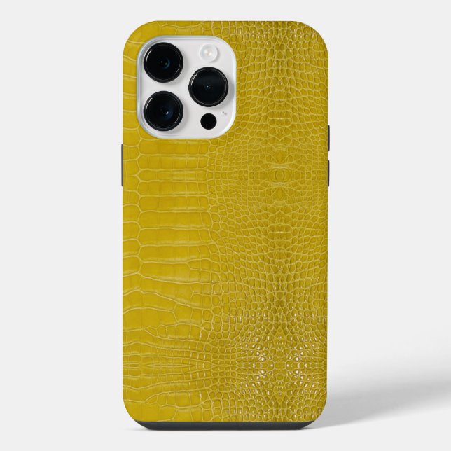 Coque iPhone Impression de texture d'alligator jaune (Verso)