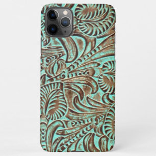 Coque iPhone 11Pro Max Impression Occidentale à outils Turquoise et Choco