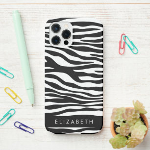 Coque iPhone 12 Pro Impression Zèbre, Grilles, Noir Et Blanc, Votre No