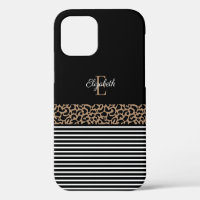 Imprimé animal léopard noir Monogramme chic
