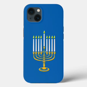 Etui iPhone 13 imprimé jaune menorah hanoukka