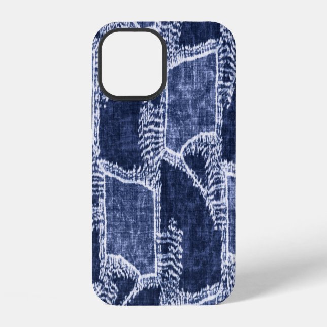 Coque iPhone Indigo Patchwork : Texturé Checked Elegance (Verso)