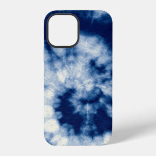 Coque iPhone 12 Indigo Rond. Tie Dye Bohème. Rouleau Psychede Bleu