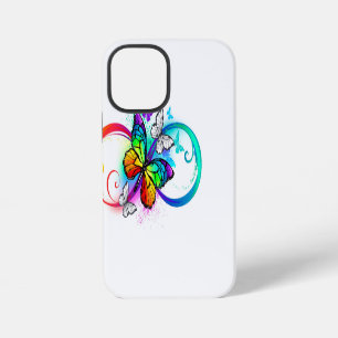 Coque iPhone 12 Mini Infini brillant avec papillon arc-en-ciel