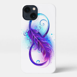 Etui iPhone 13 Infinité avec plumes violettes