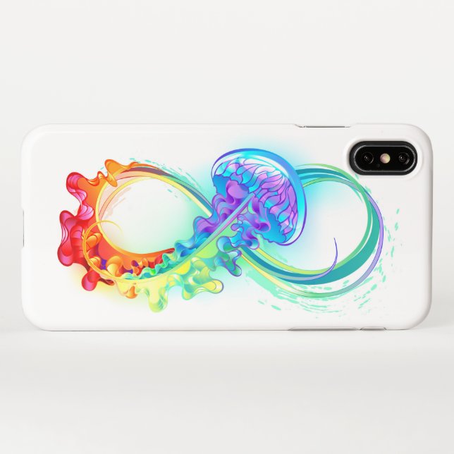 Coque iPhone Infinity avec Rainbow Jellyfish (Dos Horizontal)