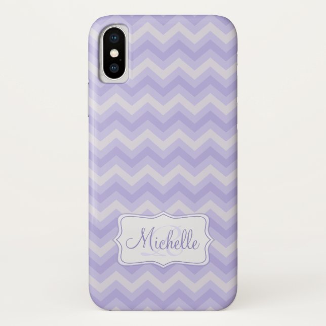 Coque iphone initial du nom pourpre à motif Zigzag (Dos)