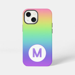 Etui iPhone 13 Mini Initiales personnalisées Arc-en-Ciel