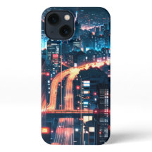 iPhone 11-15 coque d'anime : "Cityscape Sunset."