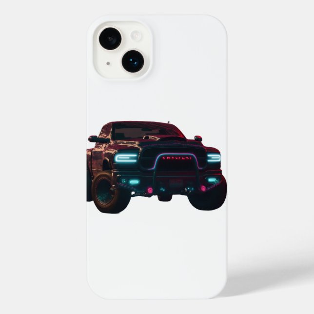 Coque iPhone iPhone 14 Enveloppe Dodge TRX Neon Camion (Verso)