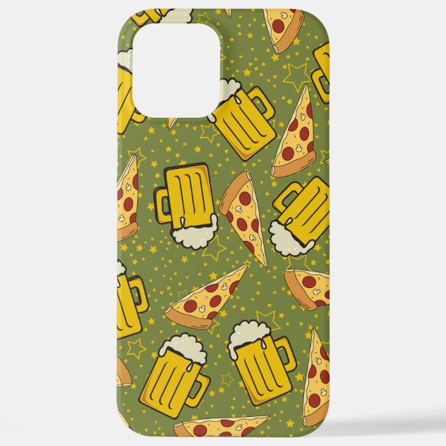 Coque iPhone iPhone Motif à la bière et à la pizza (Verso)