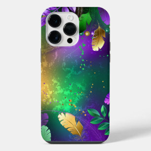 Coque Pour Pour iPhone 14 Pro Max Iridescente mardi gras arrière - plan avec perles