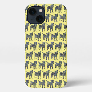 Etui iPhone 13 Jack Russell Terrier Chien Silhouette Grille jaune