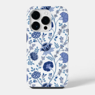 Coque Pour iPhone 14 Plus Jacobean Floral Big Motif Blues sur blanc