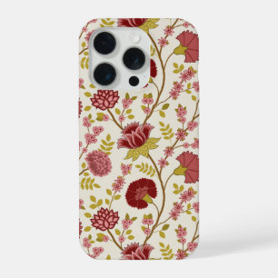 Jacobean Floral Grand Motif Reds Pinks Gold Creme