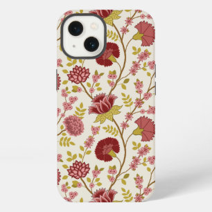 Etui iPhone 13 Jacobean Floral Grand Motif Reds Pinks Gold Creme
