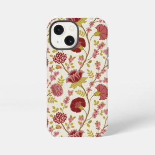 Etui iPhone 13 Mini Jacobean Floral Grand Motif Reds Pinks Gold Creme