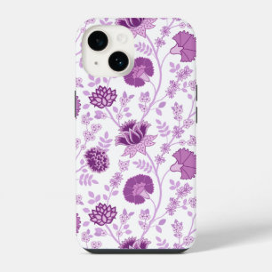 Coque Pour iPhone 14 Jacobean Floral Grand Motif rose sur blanc