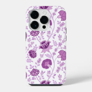 Coque Pour iPhone 14 Plus Jacobean Floral Grand Motif rose sur blanc