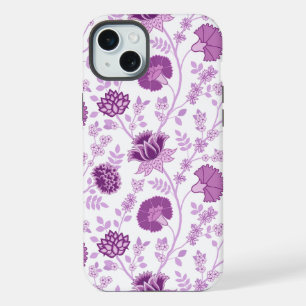 Jacobean Floral Grand Motif rose sur blanc