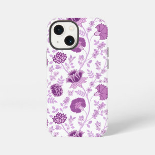 Etui iPhone 13 Mini Jacobean Floral Grand Motif rose sur blanc