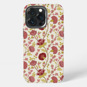 Etui iPhone 13 Pro Jacobean Floral Pattern Rouge Rose Gold Crème