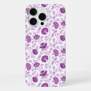 Coque iPhone 16 Pro Max Jacobean Floral Répétition Motif Pinks sur Blanc